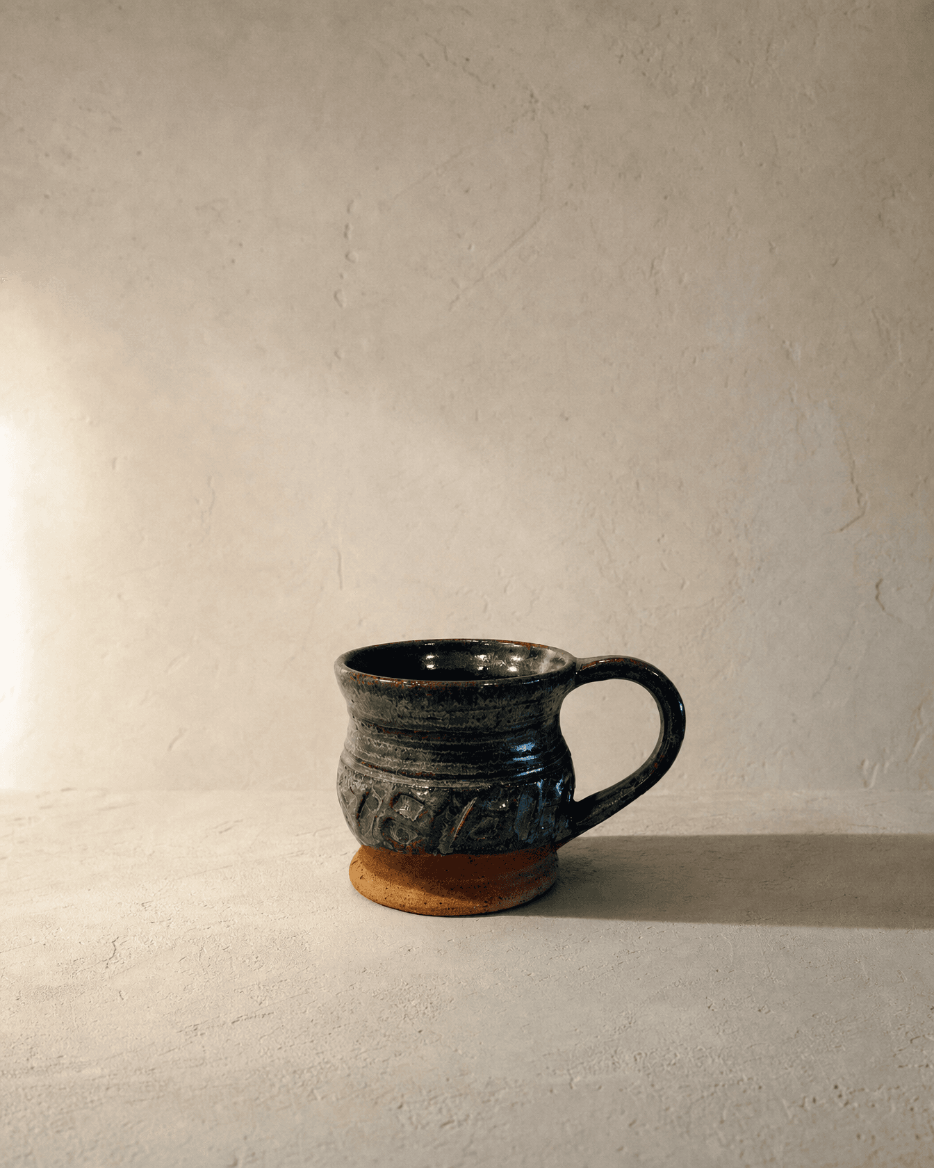Carved Mug, handmade stoneware, SA-09
