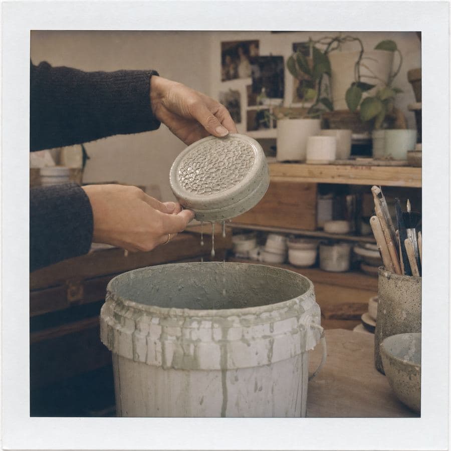 Carved Dish: glaze day
