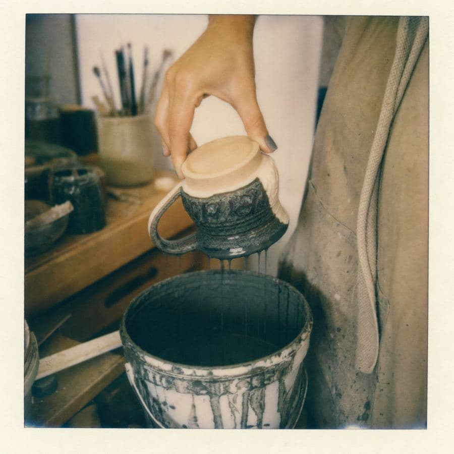 Carved Mug: glaze day